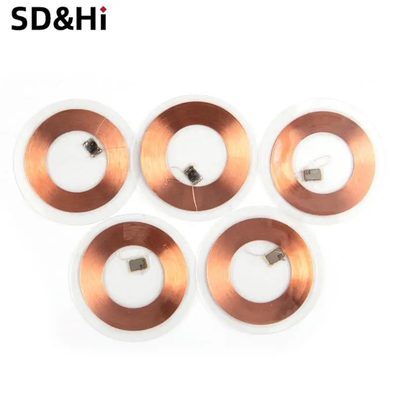 

5Pcs 125KHz ID T5577 Writable Rewritable Copper Coil Coin Card Keyfob RFID Ultra-thin Cell Phone Access Card