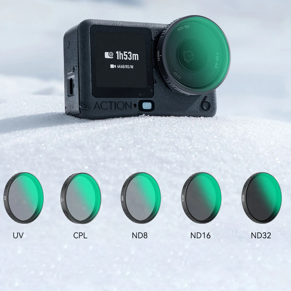 

Action 6 Camera Lens ND Filter Neutral Density ND&CPL Filters Set for DJI Osmo Action 6 UV ND 8/16/32 CPL BLACK MIST 1/4 Filters