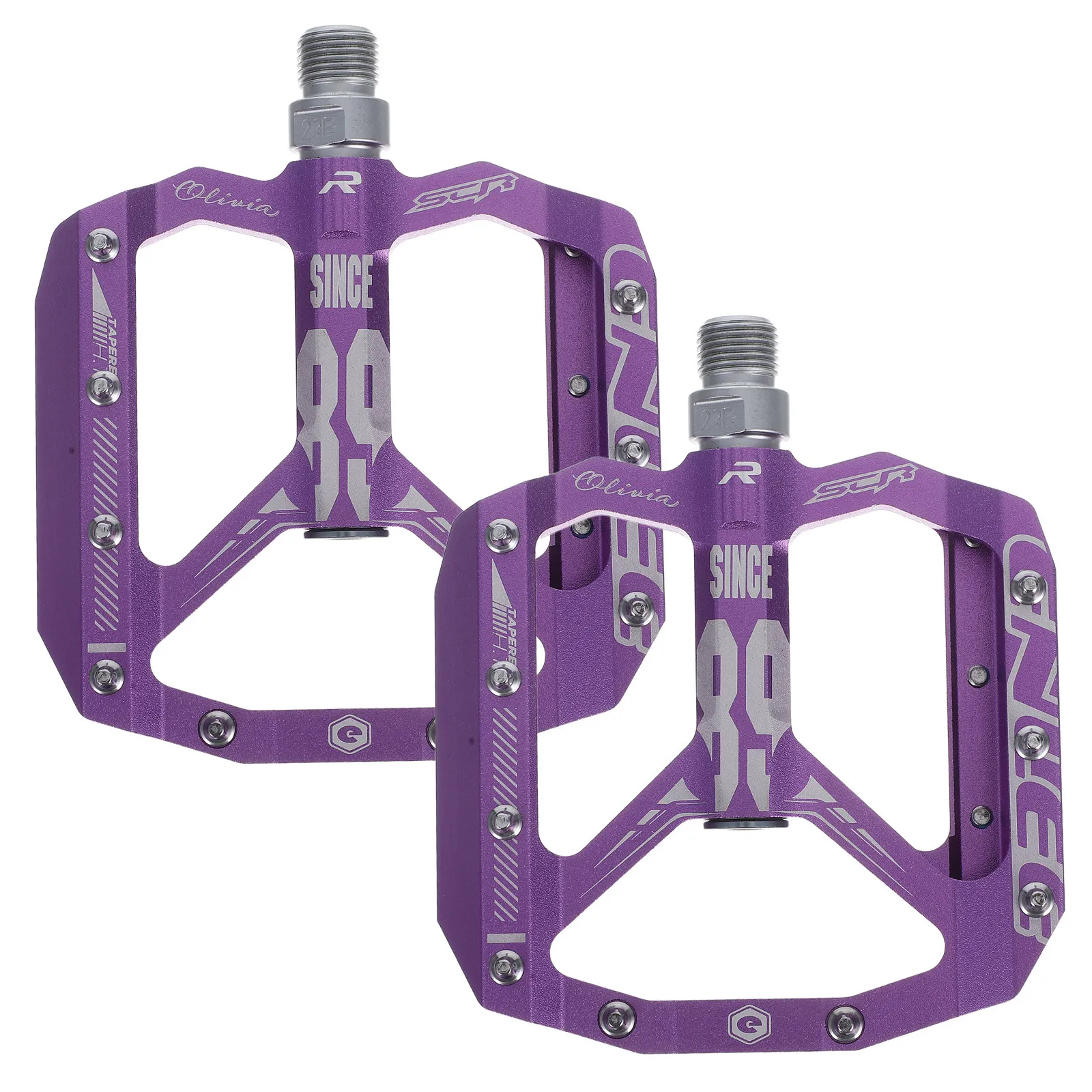 

Пара педалей для горного велосипеда, фиолетовые, плоские, нескользящие, универсальные, прочные, для шоссейных велосипедов
