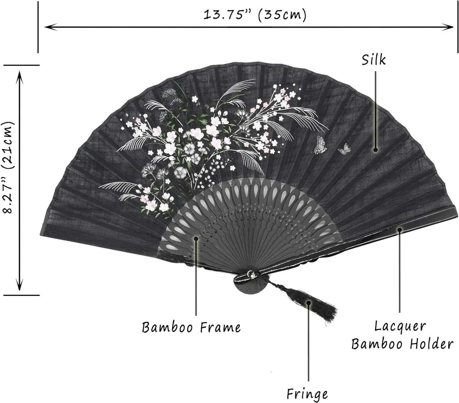 Folding Hand Fan for Women Foldable Chinese Oriental Vintage Retro Bamboo Silk Fan for Church Decoration Hot Flash Dance Gift