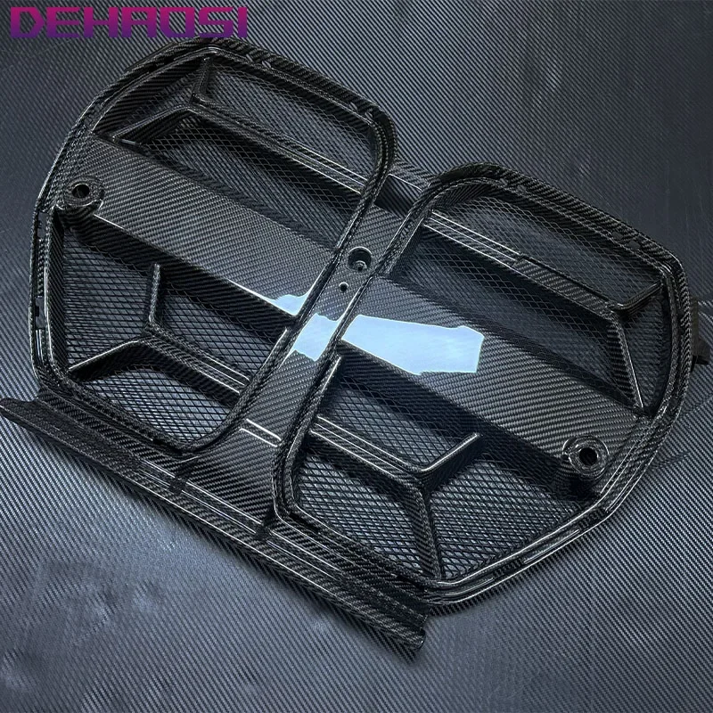 For BMW M4 G82 G83 M3 G80 Full Dry Carbon Fiber CSL Style Kidney Grille Front Bumper Air Intake Grill 2021-2025！