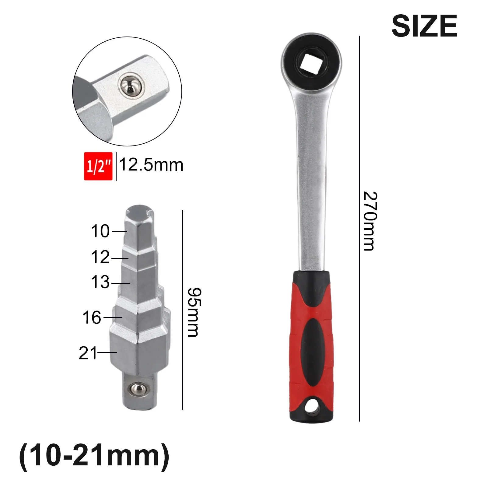 2Pcs Ratchet Handle Stepped Spanner Nipples Connector Carbon Steel Stepped Wrench 10-21mm For Valve Repairing Wrench Hand Tools