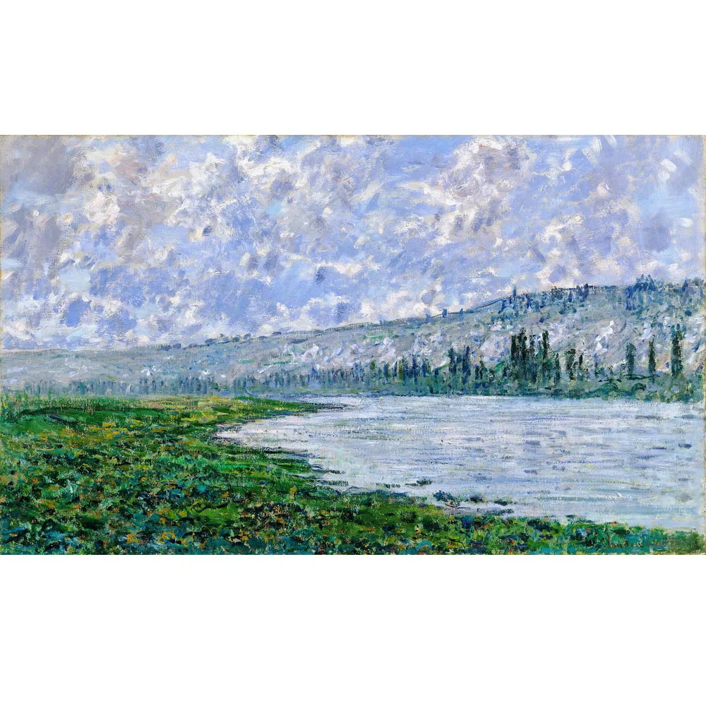 Hand painted high quality reproduction of The Seine at Vétheuil by Claude  Monet Large landscape oil painting for living room