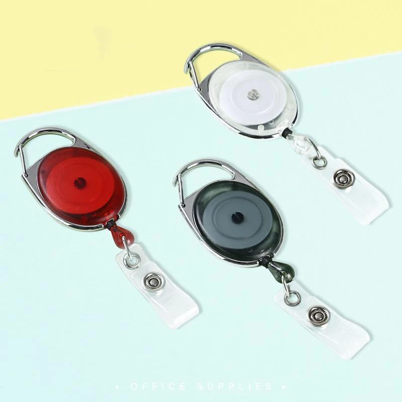 Retractable Oval Shape Badge Reel for Pass Work Card Name Bus Card Sleeve Keychain Lanyard Extensible Card Clips Reels