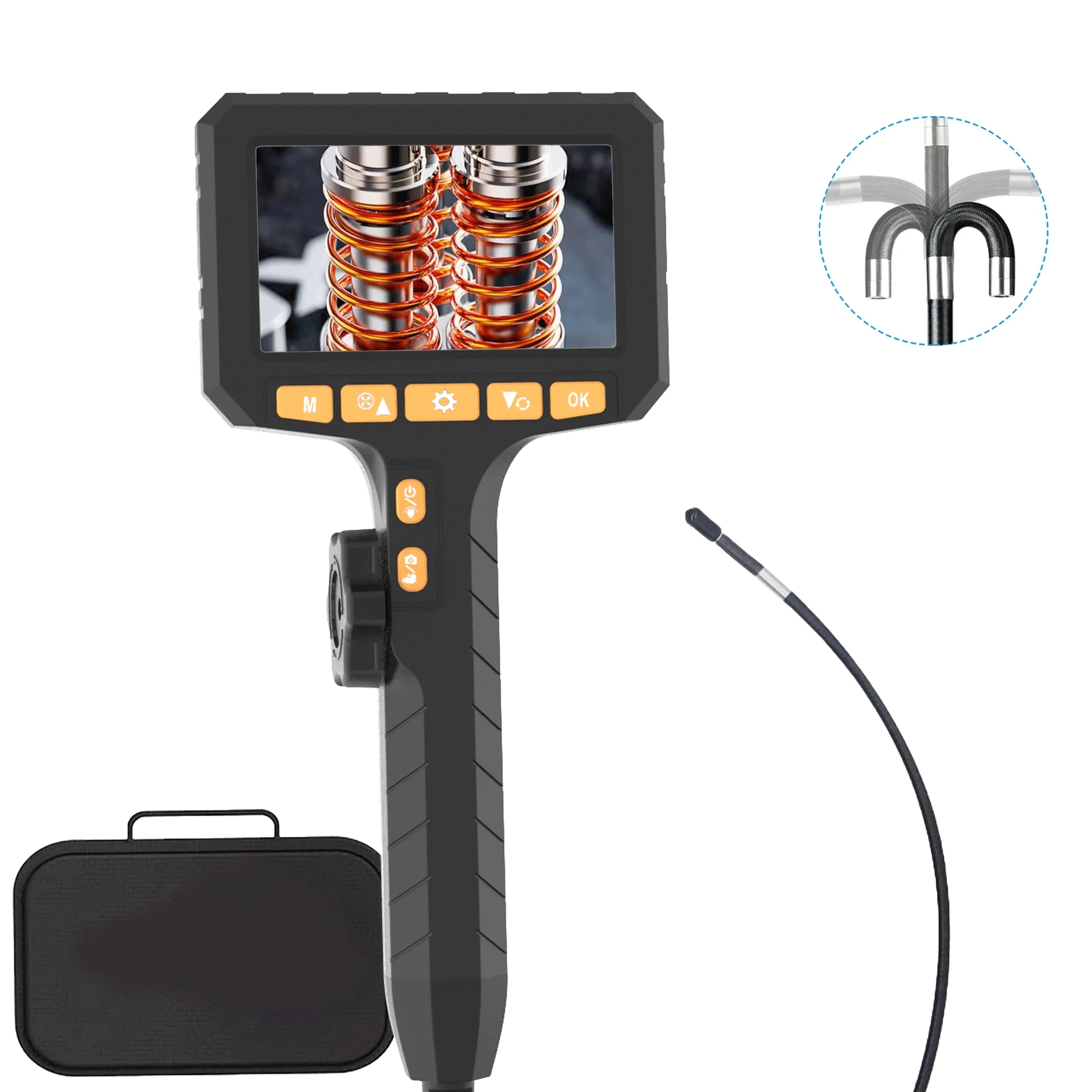 3.9mm HD Two-Way Rotary 360 ° Industrial Piping Endoscope Camera Borescope Inspection with 4.3Inch IPS for Automotive Inspection