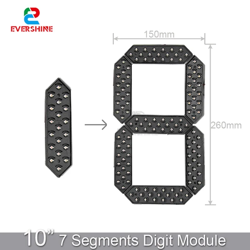 Letreiro Digital LED de 10 Polegadas para Posto de Gasolina, Módulo de Display de 7 Segmentos nas Cores Amarelo, Vermelho, Verde e Branco para Uso Comercial