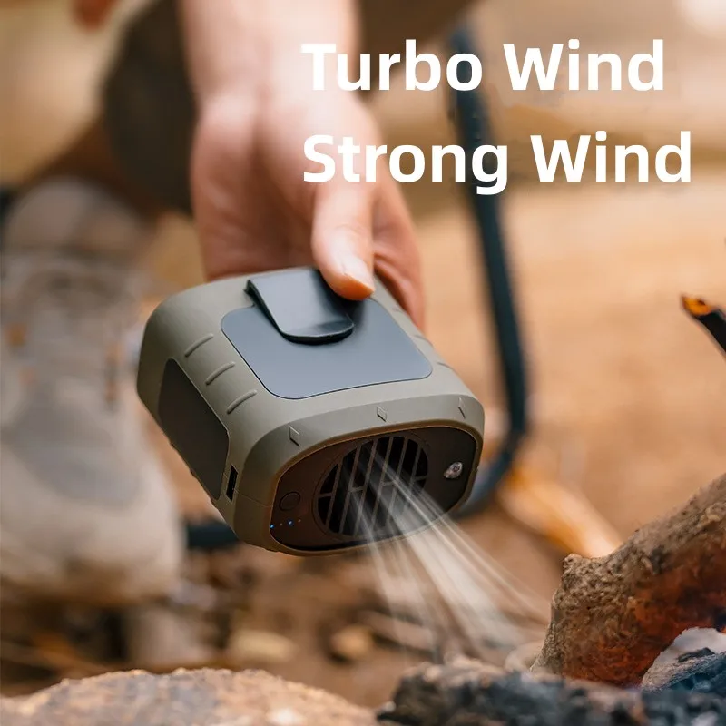 متعددة الوظائف في الهواء الطلق مروحة معلقة الرقبة مروحة المحمولة التخييم المشي لمسافات طويلة الرياضة Usb مروحة صغيرة مع بنك الطاقة 8000mah مع الضوء