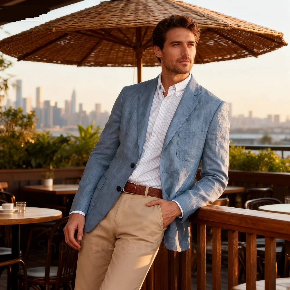 

Luxury Men's Blazer Solid Color Long Sleeve Notch Lapel Business Casual Fashion Wedding Suit Male Jacket