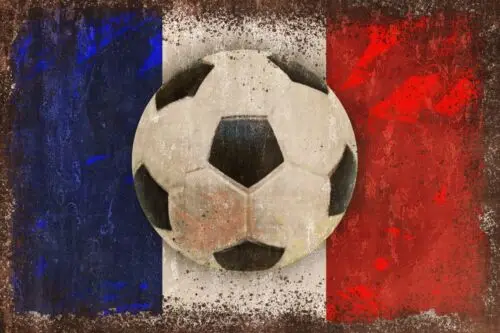 French Flag & Football Soccer Aged Look Vintage Retro Style New Metal Sign