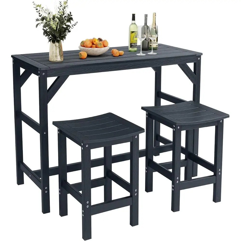 

Всепогодный комплект для патио из 3 предметов: высокий стол и стулья для использования на улице, террасе или балконе, черный цвет