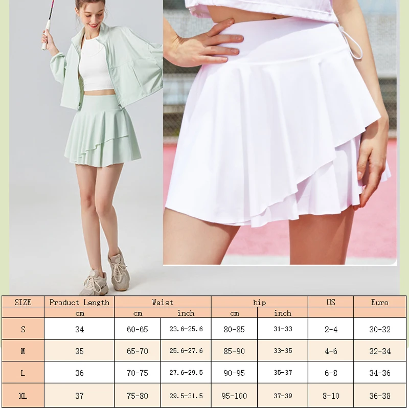 Aiithuug Cool Feel Golf Skirt Pockets Soft Quick Dry Tennies Skirt Fake Two-pieces Shorts Running Yoga Skirts Gym Workout Short