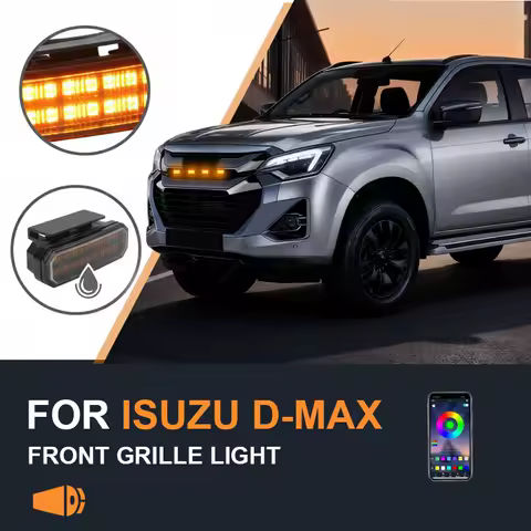 FOR Isuzu D-MAX Specialized center grid small yellow light Front Grille Lights LED Decorative Warning Light Pickup 12V