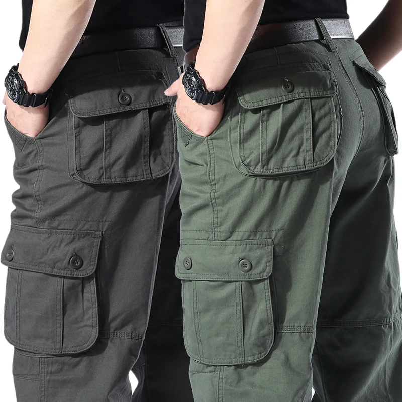 

Mens Casual Cotton Work Trousers Wear Resistant Straight Leg Multi ket Loose Fit Long Pants Comfortable Faionable Ci S...