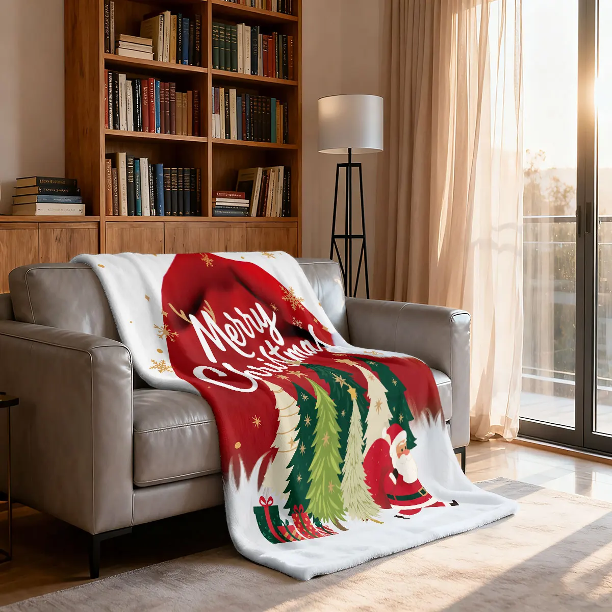 1 قطعة شجرة عيد ميلاد سعيد مطبوعة 230 جرام الفانيلا بطانية حجم لينة ومريحة عادية القيلولة بطانية آلة قابل للغسل #3