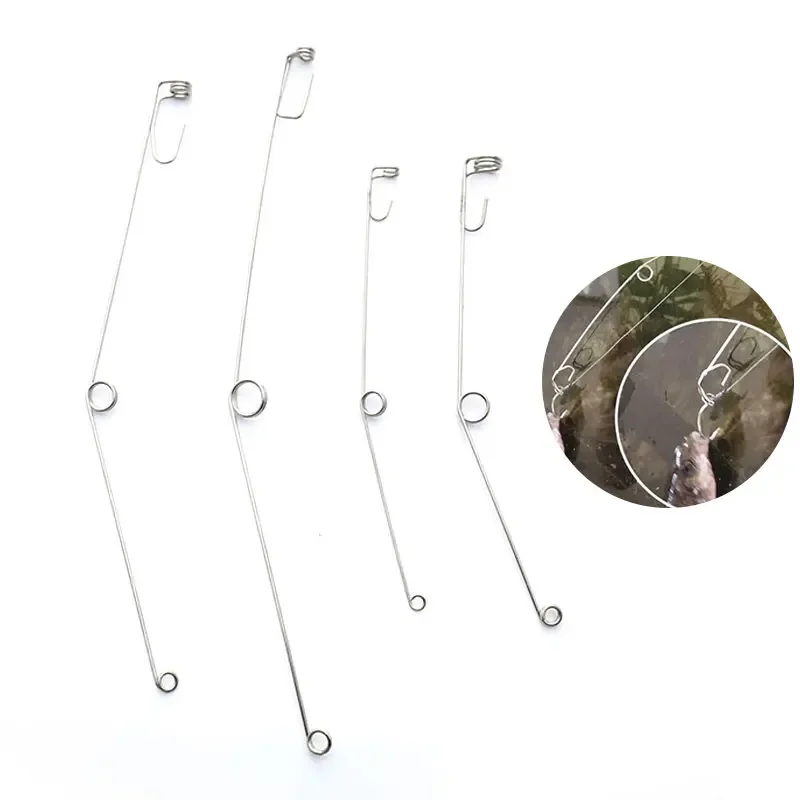 

5pcs Camping Automatic Fishing Device Spring Ejection Hook Fishing Hook Stainless Steel Universal Fish Tackle Hook Tool Artifact