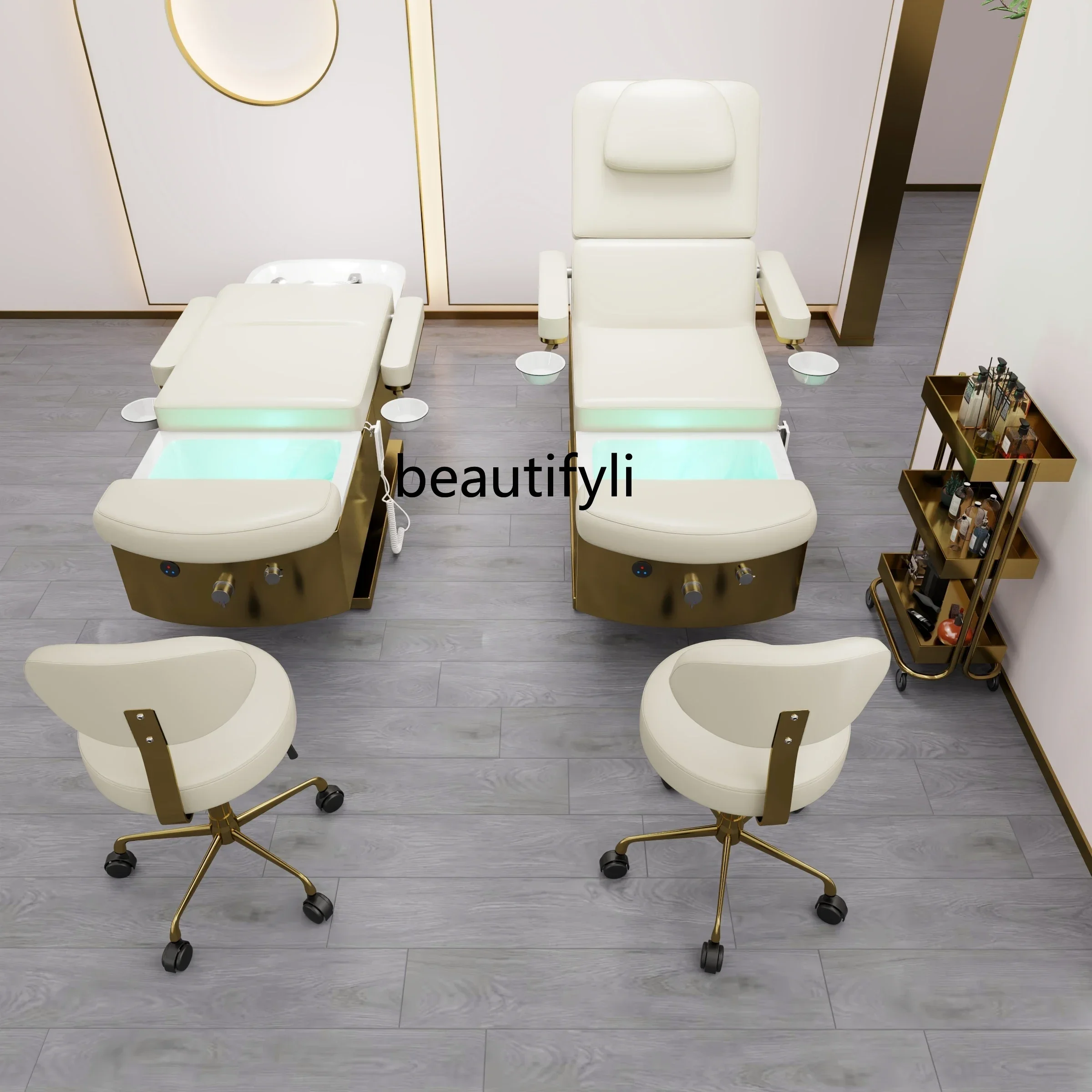 Chaise de massage des pieds pour salon de beauté, lit de rinçage, chaise de shampooing, beauté des ongles, cils