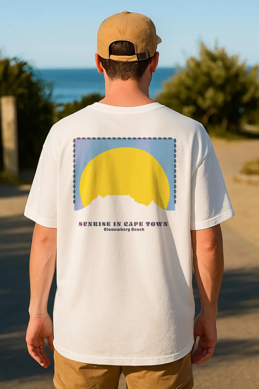 Oversize T-Shirt with Backprint Sunrise in Cape Town Shirt Organic Bio Cotton Shirt Summer T-shirt Unisex South Africa Travel