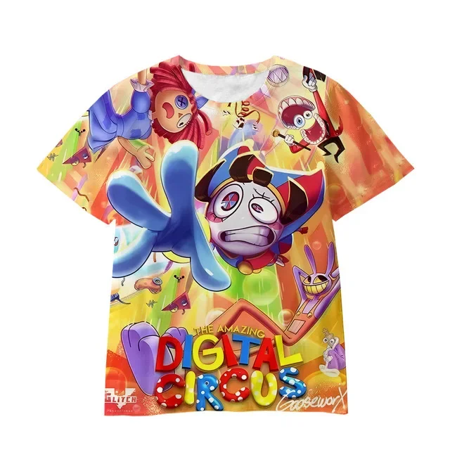 New THE AMAZING DIGITAL CIRCUS Tshirt Short Sleeve Summer Kids T-shirts Boys Girls Shirt Cartoon Tops Boy Girl T-shirt