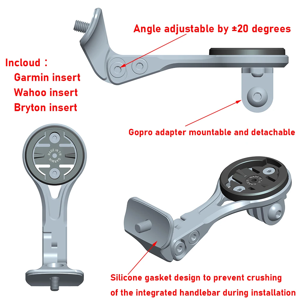 Out Front Bike Gopro Combo Mount Holder for Garmin Wahoo Bryton for Trek Madone Emonda Bontrager Blendr Integrated Handlebar