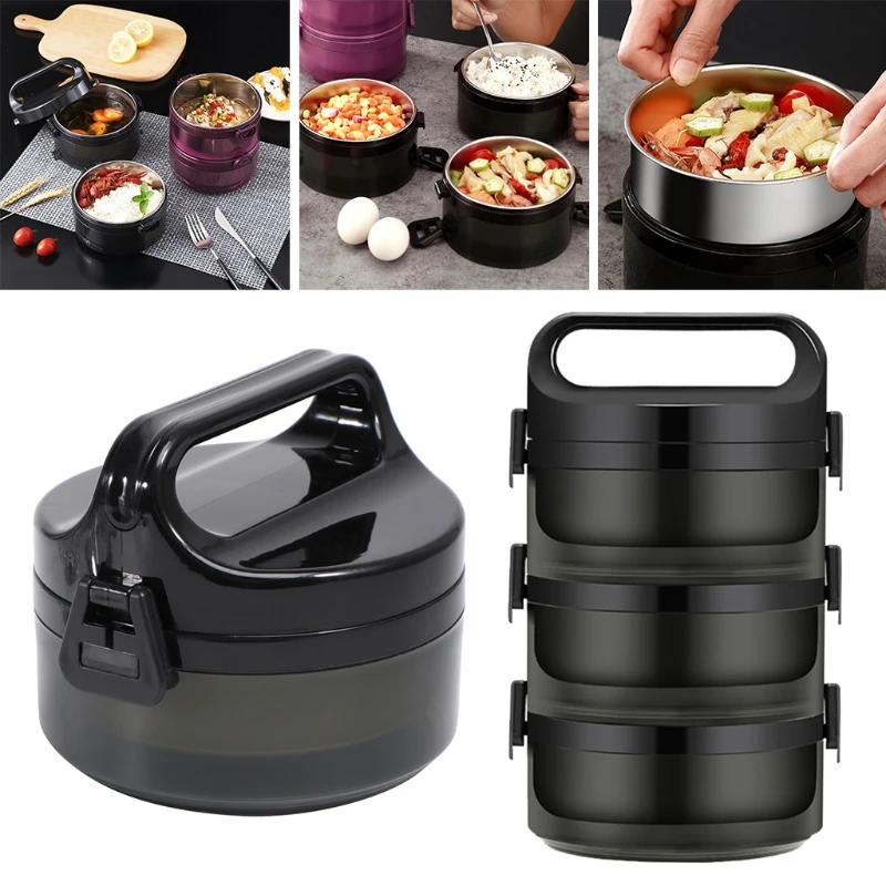 Almoço preservação calor aço inoxidável, caixa bento portátil, recipiente térmico para comida, escola, escritório, nova