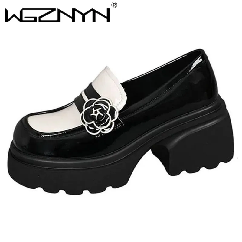 Luxury Designer Brand Mary Jane 7CM High Heels Women Platform Loafers Gothic Black Single Shoes Women Japanese JK Uniform Shoes