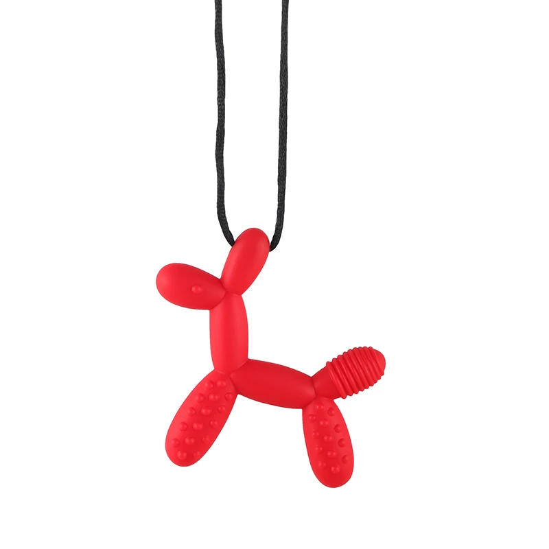 قلادة تسنين على شكل كلب للأطفال، لعبة حسية للكلاب من الدرجة الغذائية لمضغ الأطفال الصغار