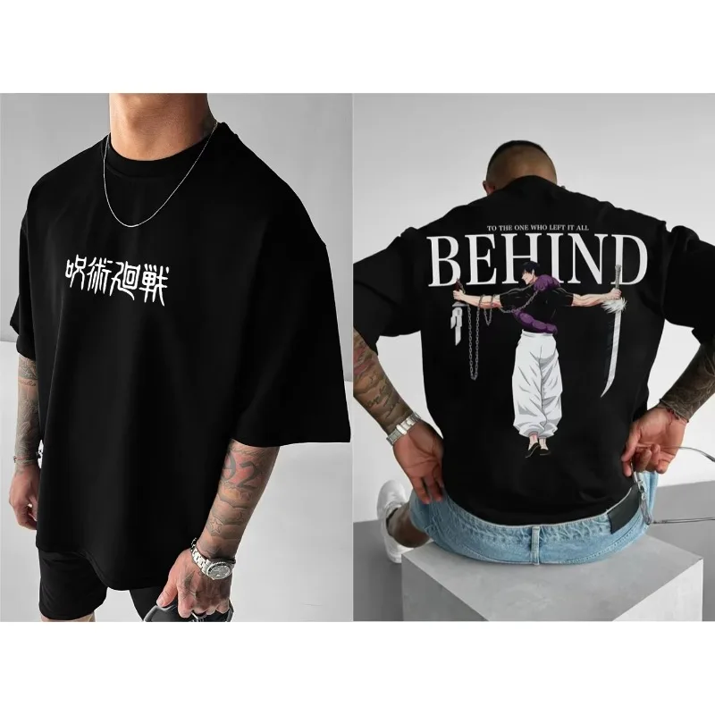 Jujutsu Kaisen-Camiseta con estampado de Anime para hombre y mujer, Top de manga corta informal holgado japonés, novedad de verano 2025, para padres e hijos