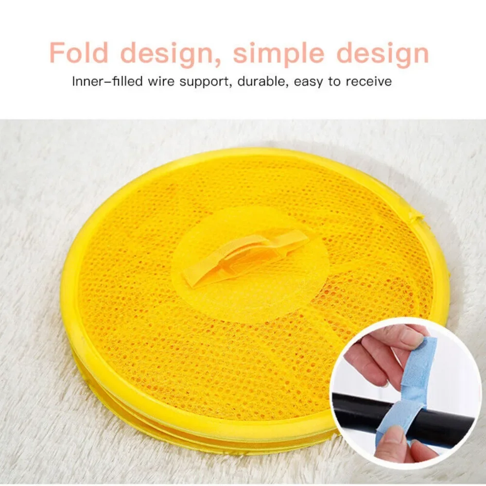 Foldable Toys Storage Hanging Basket Four-grid Visible Cylindrical Storage Hanging Bag Clothes Underwear Socks Drying Basket