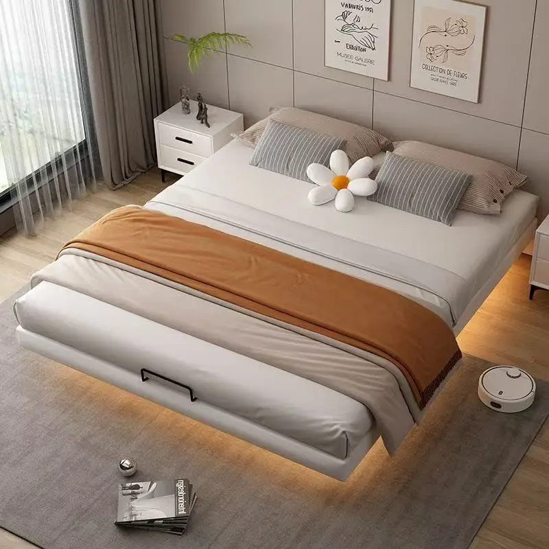 

Simple modern single bed wrought iron tatami iron bed suspended steel frame suspended double bed European