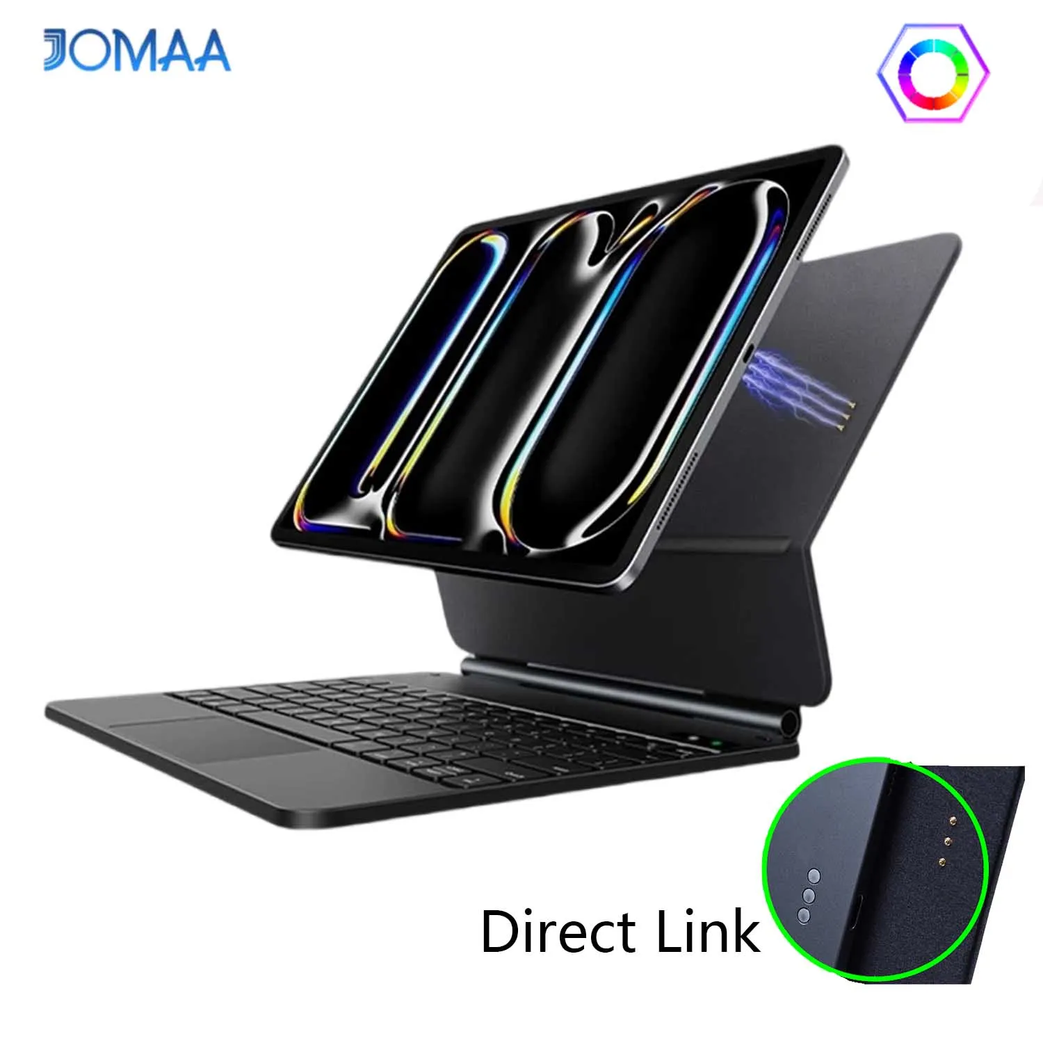 

Чехол с клавиатурой для iPad Air 11 дюймов, iPad Air 5-го/4-го поколения и iPad Pro 11-дюймовый чехол с клавиатурой, магнитное крепление, прямая ссылка