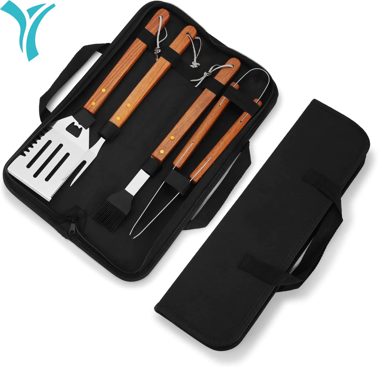 Ensemble d'accessoires de barbecue en acier inoxydable pour hommes et papa, outils de grillades rapides pour camping en plein air, 4 pièces