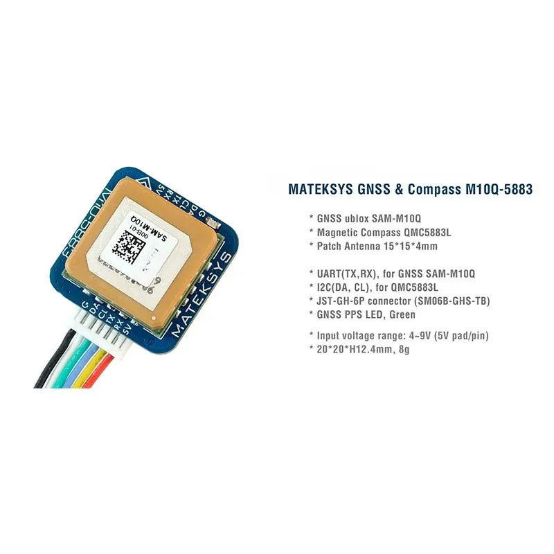 20X20mm MATEK M10Q-5883 GNSS GPS Module Magnetic Compass QMC5883L M8Q Update for RC Airplane FPV Freestyle Long Range Drone DIY