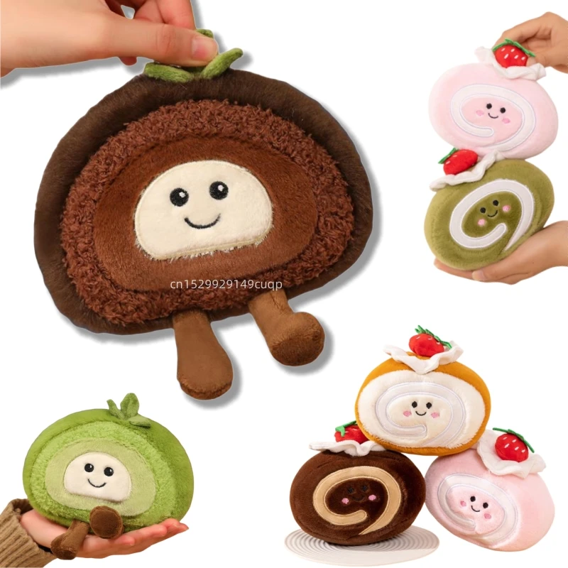 10 cm cartoon cake pluche pop fruit chocolade aardbei Zwitserse rol dessert koekje knuffel woondecoratie cadeau voor kinderen