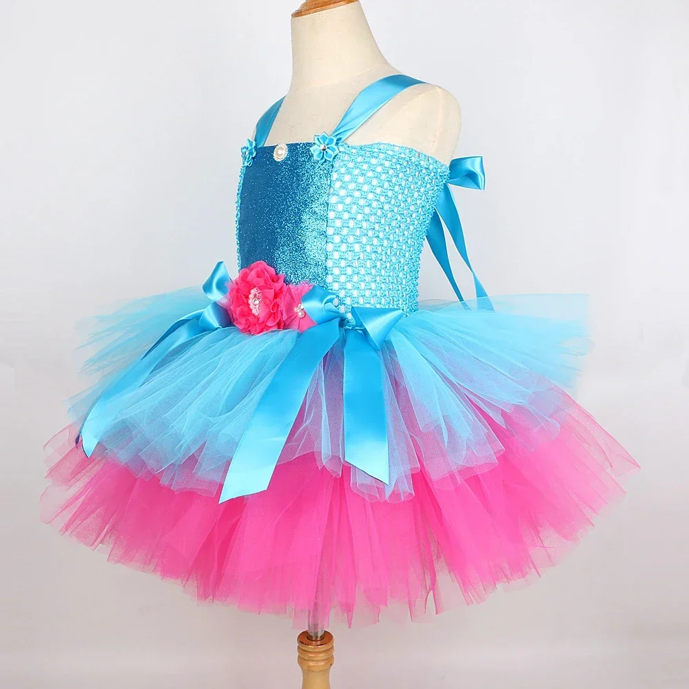 Vestido de tutú de Trolls para niñas, disfraces de cumpleaños de princesa amapola para niños, elfos mágicos, vestidos de Halloween, trajes de flores de hadas para niñas