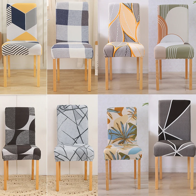1/2/4/6Pcs Print Dining Chair Cover Elastic Chair Slipcover Case Stretch Chair Covers for Wedding Hotel Banquet