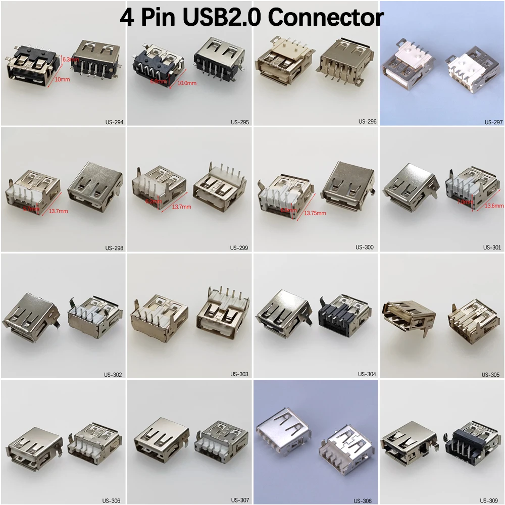 5PCS USB 2,0 Weibliche USB Buchse Stecker 4P USB 2,0 4 Pin Weibliche USB 2,0 Transfers Jack für Laptop Notebook Computer USB Typ A/B – Detail 1