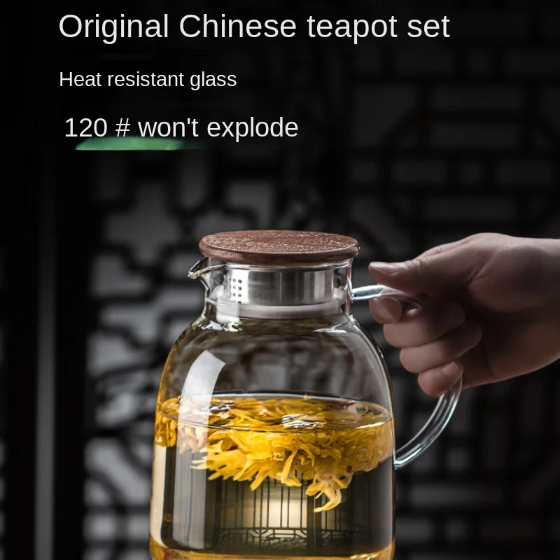 Glass teapot, household high-temperature resistant fruit flower tea, health preservation single pot, electric pottery stove