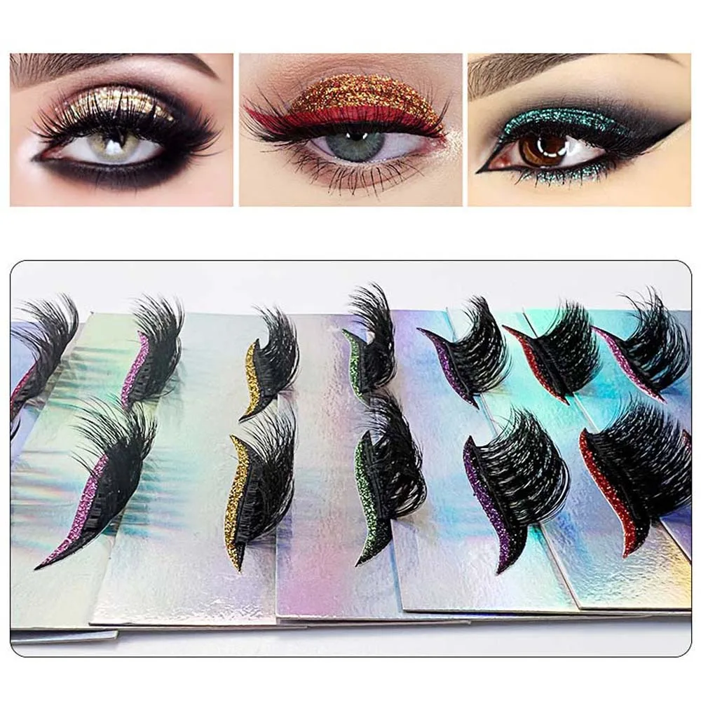 อายแชโดว์ขนตาสีอายแชโดว์ขนตาปลอม 3D Extension Self-กาวขนตาปลอมแต่งหน้าที่มีสีสัน