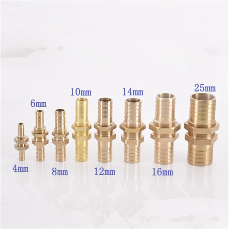 4mm 6mm 8mm 10mm 12mm 14mm 16mm 19mm 25mm Hose Barb Bulkhead Brass Barbed Tube Pipe Fitting Coupler Connector Adapter