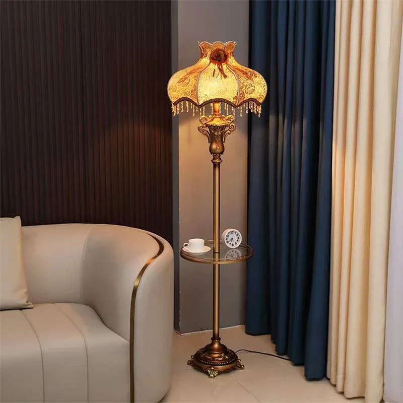 FAIRY European Floor lamp Luxurious Living Room Bedroom Study Villa Hotels LED Retro Creativity Floor lamp Next To Sofa