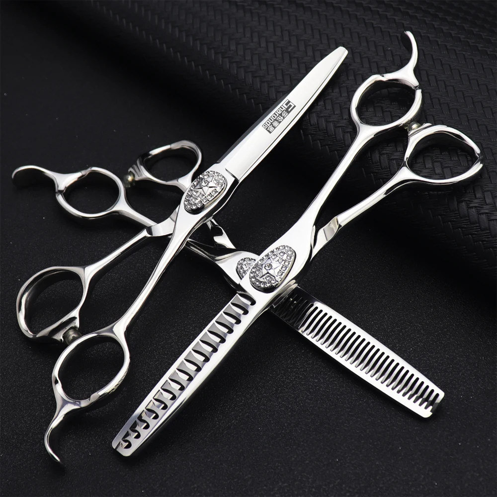 מספריים מקצועיות לספרבר 440C מפלדת יפנית CNC סטייליסט תספורת שיער מספריים סט דקורציה כלי עיצוב שיער