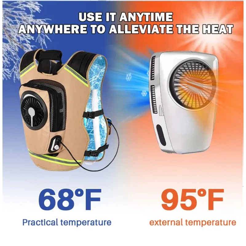 Wearable Cooling Air Conditioning Vest Rechargeable Air Conditioned Clothes 9600mAh Battery Powered Vest For Hot Weather Work