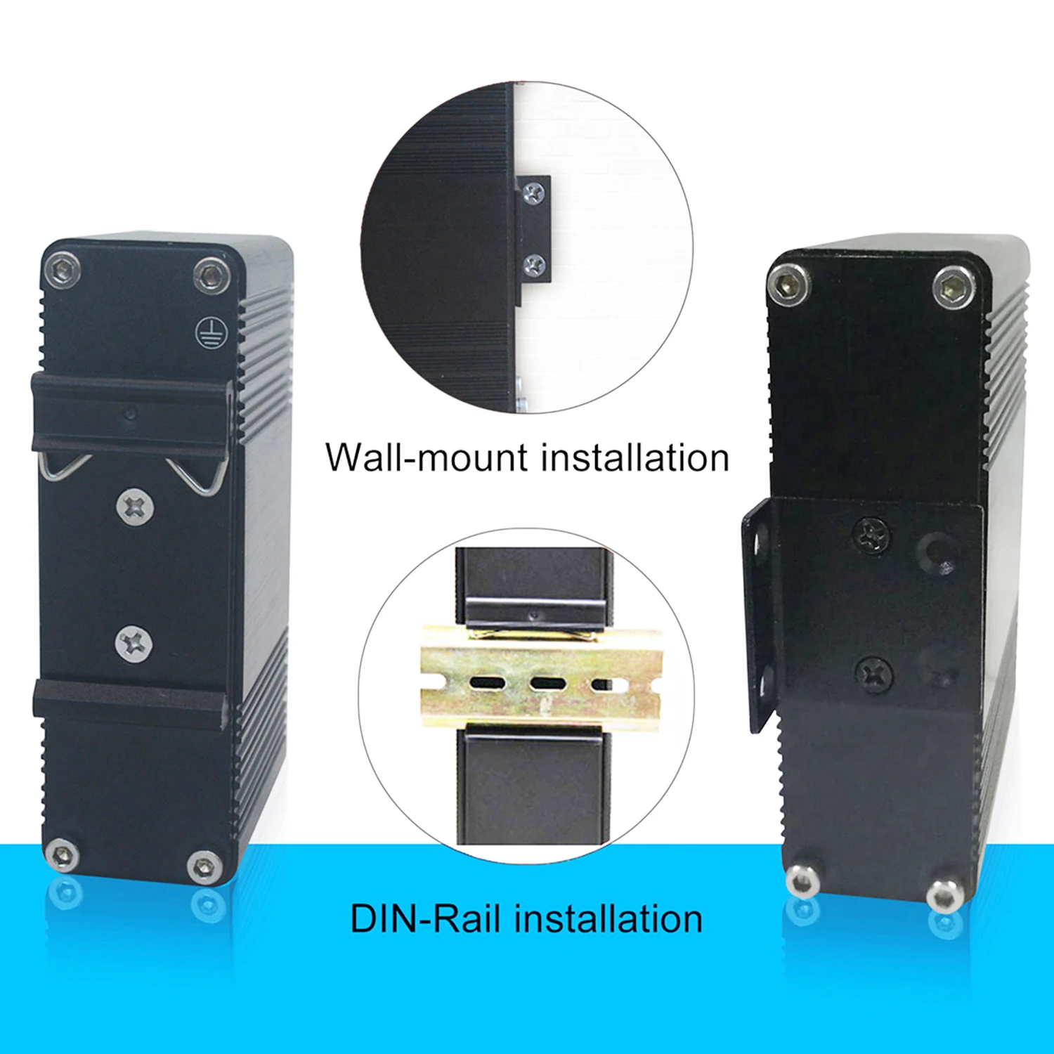Industrial 5 Ports Gigabit PoE Switch 1 Uplink +4 PoE 10/100/1000Mbps RJ45 802.3at 30W PoE+ Ethernet Switch 12~48VDC DIN Rail