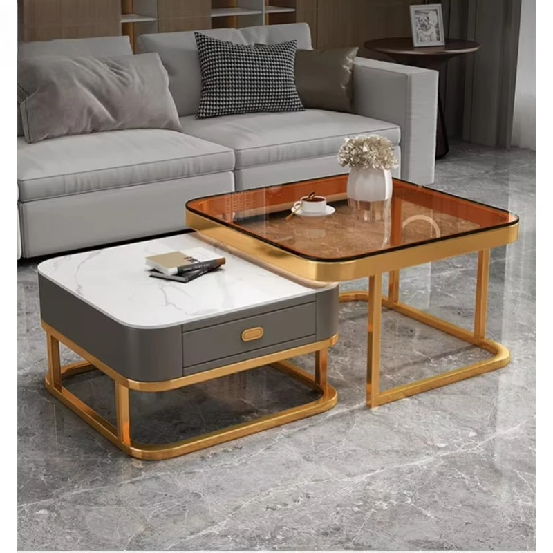 Modern Light Luxury Living Room Furniture Set Sintered Stone Top TV Stand and Coffee Table Combo