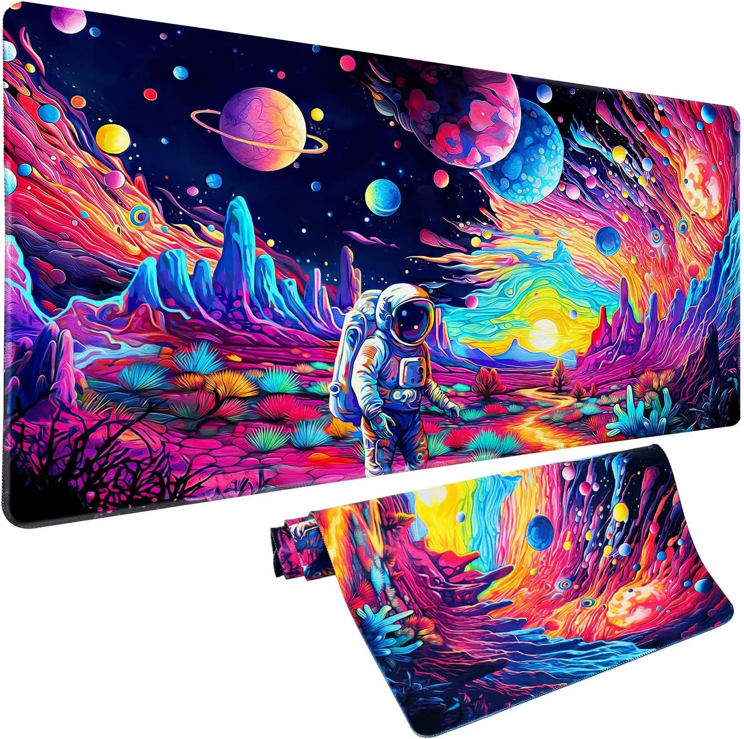 

Cyberpunk Astronaut Mouse Pad Desk Mat Fantasy Planet Space Large Gaming Mouse Pad Anime Desk Pad Mousepad Extended Keyboard