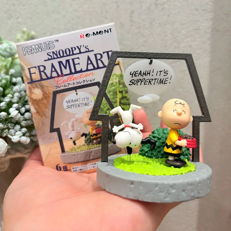 Коллекционная мини-диорама Rement Peanuts Snoopy в рамке, оригинальная фигурка в закрытой коробке, ретро-модель для демонстрации, декор для стола