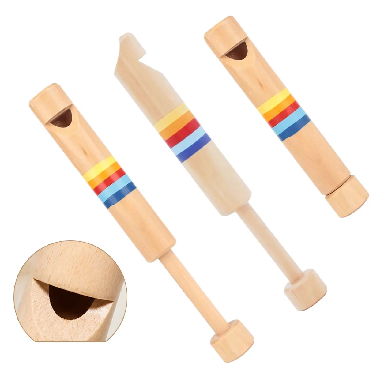 Wood Pull-String Whistle – Colorful Handmade Slide Flute, Kids Wind Instrument for Toddler Sensory Play, Montessori Music TMZ