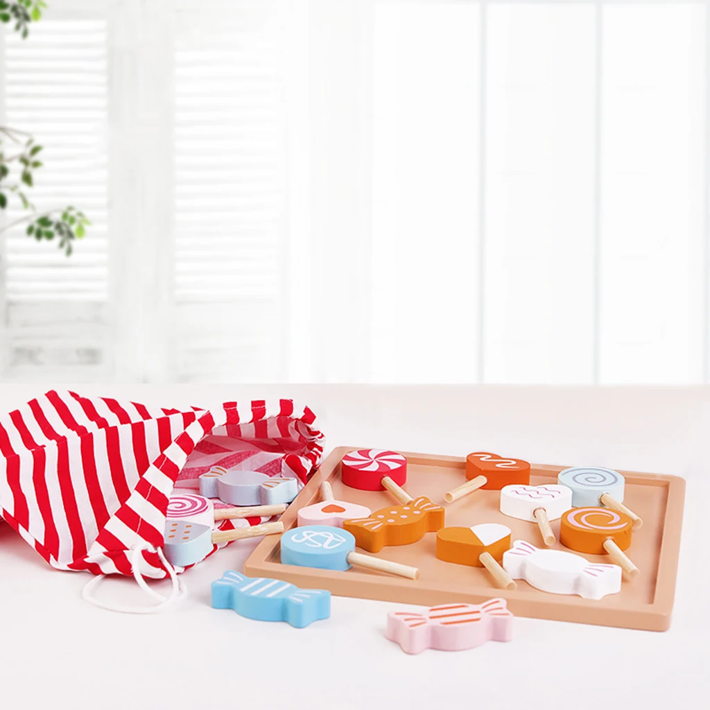 Educational Wooden Play House Toy Set for Kids Pretend Cashier Popcorn Pancake Candy Shop Simulation Role Play Learning Gift for