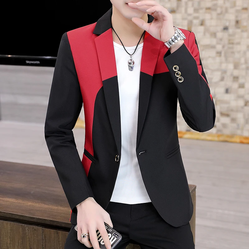 

Men Blazers Patchwork Slim Fit Classic Man Suits Jacket Spring Autumn Original Coats Elegant New Casual Coat