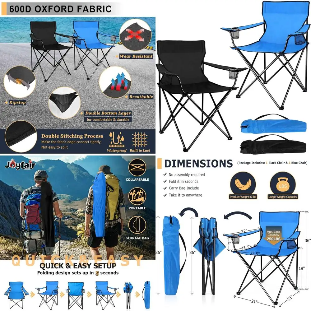 

Прочные складные уличные стулья для взрослых — идеально подходят для кемпинга, пляжа, рыбалки и многого другого, с сумкой для переноски и подстаканником.